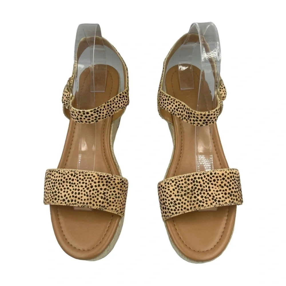 NWT J CREW Leopard Calf Hair Platform Espadrilles Black Tan Leopard 10
